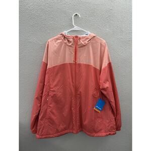 Columbia Womens Flash Forward Lined Windbreaker Size 1X Pink Zip Up Hooded NWTs